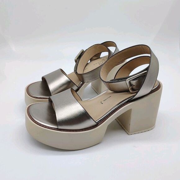 Naked Feet Iconoclast Platform Sandals Chunky Womens Size 6 M Metallic Open - Picture 4 of 12